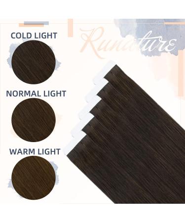 RUNATURE 28 Inch Brown Human Hair Tape in Extensions - Straight 50g #4 - Buy Online on GoSupps.com