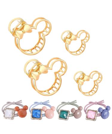 BUSOHA Mouse Head Hair Claw Clips  Metal Hair Clips for Thick/Thin Hair  2 PCS Large Claw Clips and 2 PCS Small Hair Clips  Non Slip Cute Hair Clip Strong Hold  Hair Accessories for Women Girls