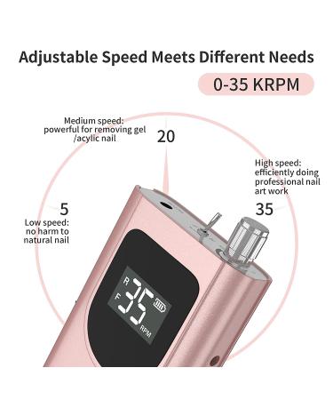 35000RPM Professional Nail Drill Machine - Kredioo Pro Electric Drill for Acrylic Nails | Rechargeable & Portable | 6 Bits & Sanding Bands | Cordless Efile for Gels | Manicure Salon - PINK - Buy Online on GoSupps.com