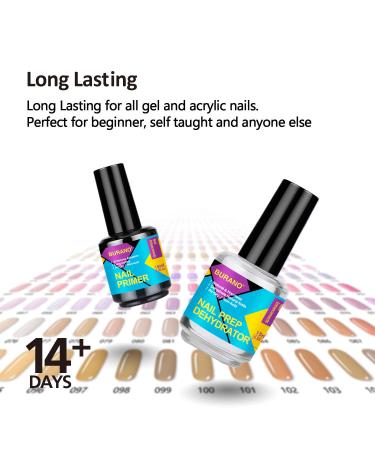 BURANO Natural Nail Prep Dehydrator & Primer for Acrylic & Gel Nails - Long Lasting, Acid-Free, No Burns - 0.5 oz Set with Cuticle Oil Gift - Buy Online on GoSupps.com