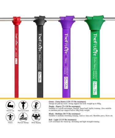 TheFitLife Resistance Pull Up Bands - Long Exercise Loop Bands for Powerlifting & Stretching - Includes Carrying Bag & Workout Guide - Buy Online on GoSupps.com