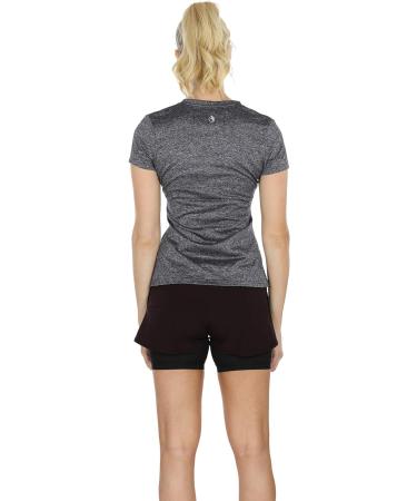 Icyzone Women's Sports Fitness T-Shirt 3-Pack - Short Sleeve V-Neck Running & Yoga Tops in Royal Blue Purple Charcoal - International Shipping Available - Buy Online on GoSupps.com