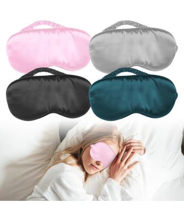 Comfortable Silk Sleep Mask - 4 Pcs Satin Eye Covers for Travel & Meditation | Blackout Blindfolds with Elastic Straps - Buy Online on GoSupps.com