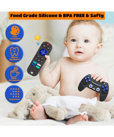 Tastlinder 2-Pack Baby Teether Toys - Silicone TV Remote & Gamepad Grip Style Chew Toy for Babies 3+ Months - Relieve Discomfort & Choking Hazard - Buy Online on GoSupps.com