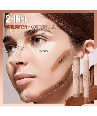 GMVVAC Two-Tone Cream Contour Stick 2 in 1 Contour Stick Multi-Use Double-Ended Contour and Highlighter Stick - Buy Online on GoSupps.com