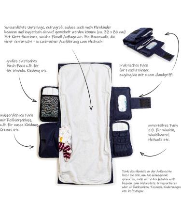 BALU Diaper Bag with Integrated Baby Pad - Waterproof & Washable Organizer - Soft Flannel - Pepeacoat Blue - Ideal for On-the-Go Parents - Buy Online on GoSupps.com