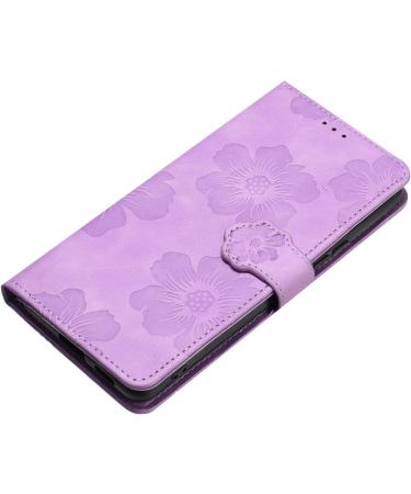 Shop Stylish Flower Pattern Folding Cover for Redmi 9C | PU Leather Protective Case with Stand & Card Slots - Violet - Buy Online on GoSupps.com