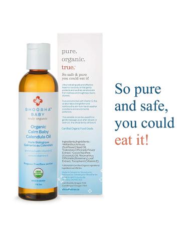 Shoosha Organic Calendula Oil for Babies - Fragrance-Free Massage Moisturizer | Hypoallergenic & Gluten-Free | 100% Real Calendula Oil - Biodegradable - Buy Online on GoSupps.com