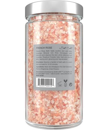 Olivia Care Pink Himalayan Bath Salts - French Rose 12 OZ | Natural Ingredients for Muscle Relief, Skin Exfoliation, and Rejuvenation - Buy Online on GoSupps.com