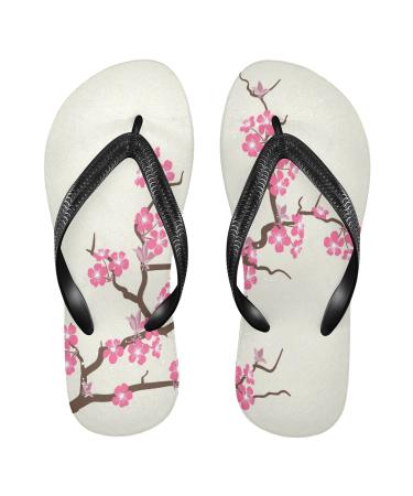 Mnsruu flip flops with cherry blossoms and branches for home hotel spa bedroom travel XXL for men and women XX large multi-colored