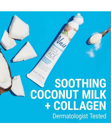 Nair Prep and Smooth Face Facial Hair Removal Cream - Sensitive Coconut Milk and Collagen Formula - 1.76 oz - Buy Online on GoSupps.com