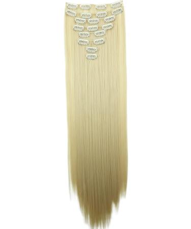 CAISHA by PRETTYSHOP XXL 24 8 Pieces Clip In Hair Extensions Platinum Blond #613 - Straight Hair Extension Set - Buy Online on GoSupps.com