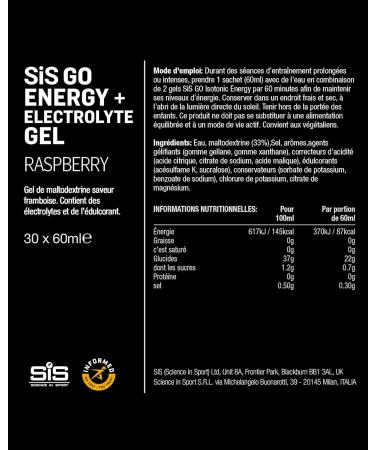 Science in Sport GO Gel nerg tique + lectrolytes 30 x 60ml Framboise Vegan - Id al pour l'Apport nerg tique et l' quilibrage des lectrolytes Framboise 60ml (Lot de 30) - Buy Online on GoSupps.com