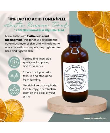 Skincare Lactic Rescue Toner - Vegan Hydrating Toner for Acne Prone Skin Balances & Refreshes with Lactic Acid Improves Skin Tone - Buy Online on GoSupps.com