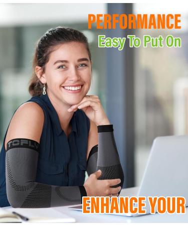 TOFLY Compression Arm Sleeves - 1 Pair | 20-30mmHg Graduated Compression | Recovery & Pain Relief for Muscles & Joints | Tennis Elbow & Golfers Brace | Edema Swelling Relief | Unisex | Size M | Black - Buy Online on GoSupps.com