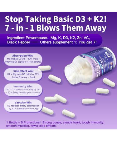 SUWENY Magnesium Potassium D3 K2 10000IU Supplement - Bone/Heart Health Immune/Mood Support Energy for Adults - High Absorption Non-GMO - 60 Caps (1) - Buy Online on GoSupps.com