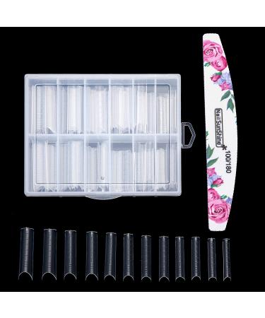 120 Pcs Transparent Acrylic Nail Tips - C Curve Builder Gel with Nail File | Ideal for Extensions & Practice - Buy Online on GoSupps.com