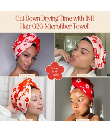 INH Microfiber Hair Towel Wrap | Quick Dry Anti-Frizz & Lint-Free | Soft Lightweight Super Absorbent Travel Towel for Women | Luxurious Floral Design - G2G Anti-Breakage 400gsm - Buy Online on GoSupps.com