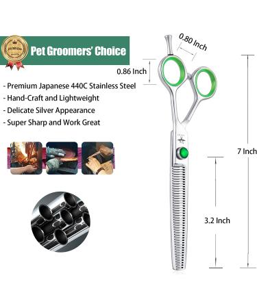 7 Inch Professional Dog Grooming Scissors Set - Straight Downward Curved Pet Shears for Cutting, Thinning, Texturizing - Japanese Stainless Steel - Safety Trimming for Dogs and Cats - Buy Online on GoSupps.com