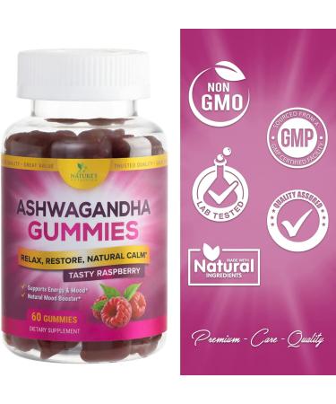 Organic Ashwagandha Gummies for Relaxation & Stress Relief - Vegan Friendly - 60 Raspberry Flavor Chews - Buy Online on GoSupps.com