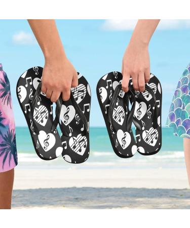 Mnsruu Musical Note Heart Flip Flops - Black & White | XL Size for Home Hotel Spa & Travel - Shop Now! - Buy Online on GoSupps.com