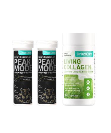 DrBioCare Peak Mode Effervescent Tablets and Living Collagen L-Carnitine Complex Supplement