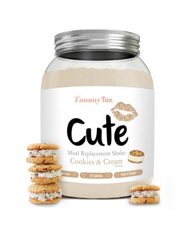 Cute Nutrition Meal Replacement Shake - Protein Shake High in Protein - Cookies & Cream - Vitamins and Minerals - 500 g - Bonus E-book - by TummyTox Cookies and Cream