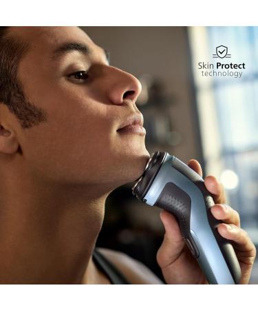 Philips Electric Shaver Series 3000X - Men's Wet & Dry Shaver in Celestial Blue with SkinProtect Technology & Pop-up Trimmer (Model X3053/00) - Buy Online on GoSupps.com