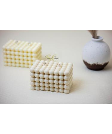 Set of 2 Huge Natural Soy Wax Bubble Candles - Gender Reveal Birthday & Wedding - White & Beige (Rosewater) | International Shipping - Buy Online on GoSupps.com