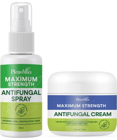PLENO Ringworm Treatment - Antifungal Spray & Cream for Jock Itch Eczema Tinea Versicolor Athletes Foot | Fast Relief for Rash & Itchy Skin - Buy Online on GoSupps.com