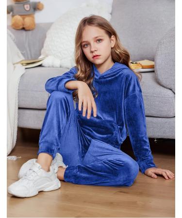 Arshiner Girls 2 Piece Hoodies Outfit | Sweatpant and Sweatshirt Set 10-11 Years | Royal Blue Tracksuit Clothing - Buy Online on GoSupps.com