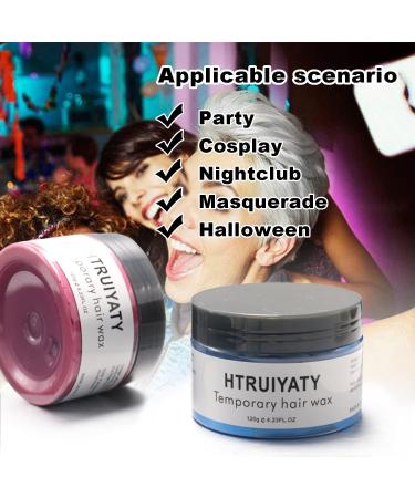 Blue Hair Color Wax Temporary Modeling Natural Color Hair Dye Wax Unisex One-time Hairstyle Cream Styling Wax for Party Cosplay Halloween Masquerade - Buy Online on GoSupps.com