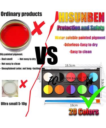  HISUNBEN Body Paint - 30g - Washable - For face and children - Face makeup - For theatre - Carnival - Halloween - Party 10 - Buy Online on GoSupps.com