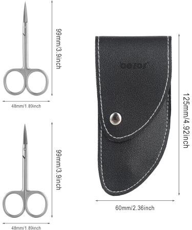 BEZOX 2 Piece Professional Nail Scissors Set - Extra Sharp Curved & Straight Blades in Dark Silver for Manicure & Pedicure - Buy Online on GoSupps.com