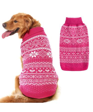 Dog Sweater Argyle - Warm Sweater Winter Clothes Puppy Soft Coat, Ugly Dog Sweater for Small Medium and Large Dogs, Pet Clothing Boy Girl Large Pink