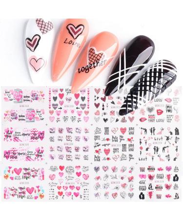 12 Design/Sheet Water Transfer Decal Letter Design Rose Flower Manicure Valentine Nail Stickers Retro Movie Newspaper (BN2005-2016)