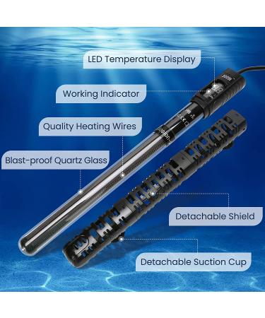 500W Submersible Aquarium Heater with External Thermostat and Thermometer Sticker - Auto Thermostat for 70-80 Gallon Fish Tank - Buy Online on GoSupps.com