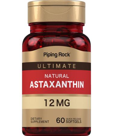 Piping Rock Astaxanthin 12mg | 60 Quick Release Softgels | Extract Supplement | Gluten Free Non-GMO