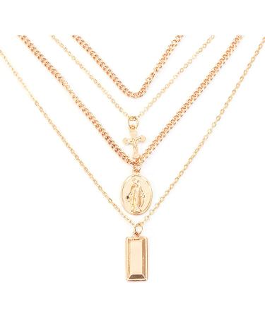 MarryLee Women's Retro Exaggerated Personality Multi-Layer Pendant Jewelry Necklace Fashion (Gold) - Buy Online on GoSupps.com
