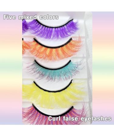 Shop 3D Colored Faux Mink False Lashes - Fluffy Halloween Makeup 5 Pairs Colorful Pink Lashes - International Shipping Available - Buy Online on GoSupps.com