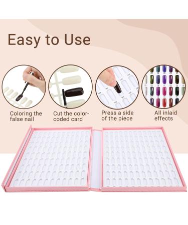 Segbeauty 216 Nail Colors Display Book | Nail Polish Organizer with 240 False Nail Tips | Professional Nail Sample Card & Swatch Stick for DIY Nail Art - Pink - Buy Online on GoSupps.com