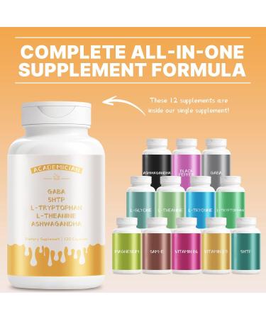 ACADEMICIAN Ashwagandha Supplements with GABA Supplement L-Tryptophan Capsule 5-HTP L-Theanine Capsules - 120 Count - Buy Online on GoSupps.com