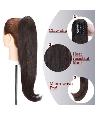 22 Dark Brown Ponytail Extension | Clip-In Micro-Wavy Braid | Heat-Resistant Real Hair Hairpiece for Effortless Styles - Buy Online on GoSupps.com