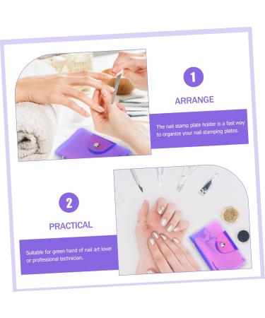 Housoutil Nail Art Card Holder Nail Template Organzier Nail Art Plate Bag Rectangular Nail Shell Stamp Template Holder Nail Art Stamp Plate Holder Nail Stamp Bracket As Manicure Purple 19x14.5cm Purple - Buy Online on GoSupps.com