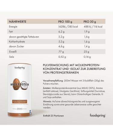 Foodspring Whey Protein Powder Coconut - 23g Protein BCAAs & EAAs Perfect Solubility Made from Pasture Milk - 750g for Muscle Building - Buy Online on GoSupps.com