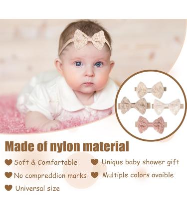 Euioovm Baby Girl Hair Bands - 4 Pack Bow Headbands for Toddlers | Embroidered & Printed Nylon Headgear - Buy Online on GoSupps.com