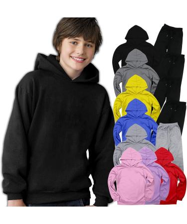 Kids 2 Piece Jogging Tracksuit Set in Pink and Black - Pullover Hoodie and Sweatpants for Boys and Girls - Buy Online on GoSupps.com