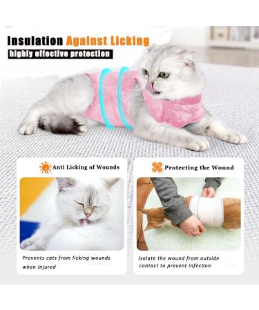 Yoolhamy Cat Recovery Suit - Professional Post-Op Body for Cats | Anti-Lick Wound Protection | Small Pink - Ideal After Surgery & Castration - Buy Online on GoSupps.com