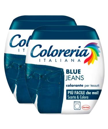 2x Grey Italian Coloreria Fabric Dye for Washing Machine Blue Jeans Color Revives or Changes the Color of Garments - 2 Single Serving Packs