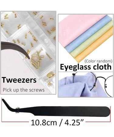 Eyeglass Repair Kit BAZQU - 5 Pairs Nose Pads, Screws, Screwdriver, Tweezers - Gold - Buy Online on GoSupps.com